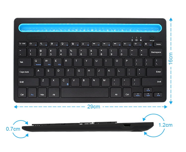factory price  universal 78 keys ABS   Ergo<i></i>nomic  Rechargeable wireless  bluetooth keyboard with  cradle