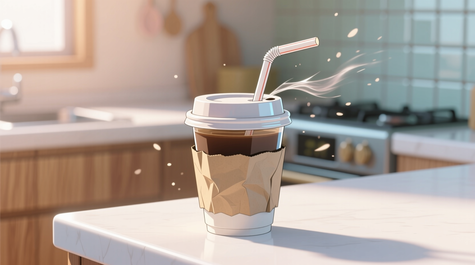 stuff a folded straw in your coffee lid to keep it from