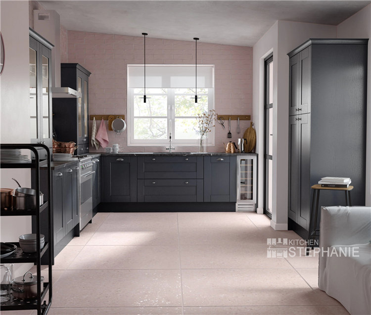 italian style classic kitchen cabinet for villa, good price black mdf kitchen cabinets