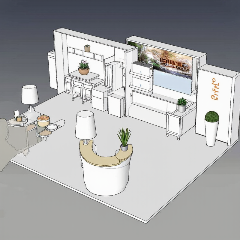 3D Booth Design Software for Interior Designers, material: aluminum alloy, sleek, durable, innovative rendering.