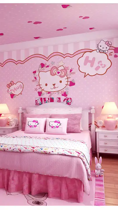 Wholesale Pink hello kitty wallpaper 3d home design for kids room ...