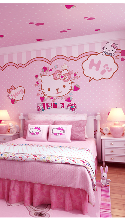 Wholesale Pink hello kitty wallpaper 3d home design for kids room ...