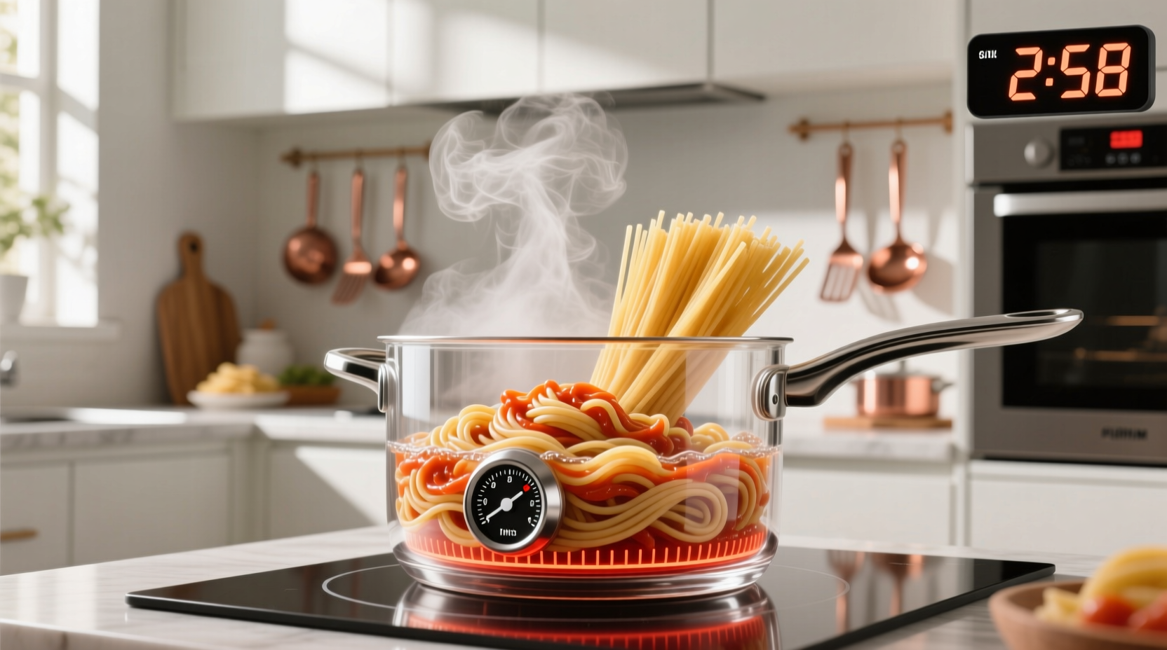 cook pasta faster and with less water
