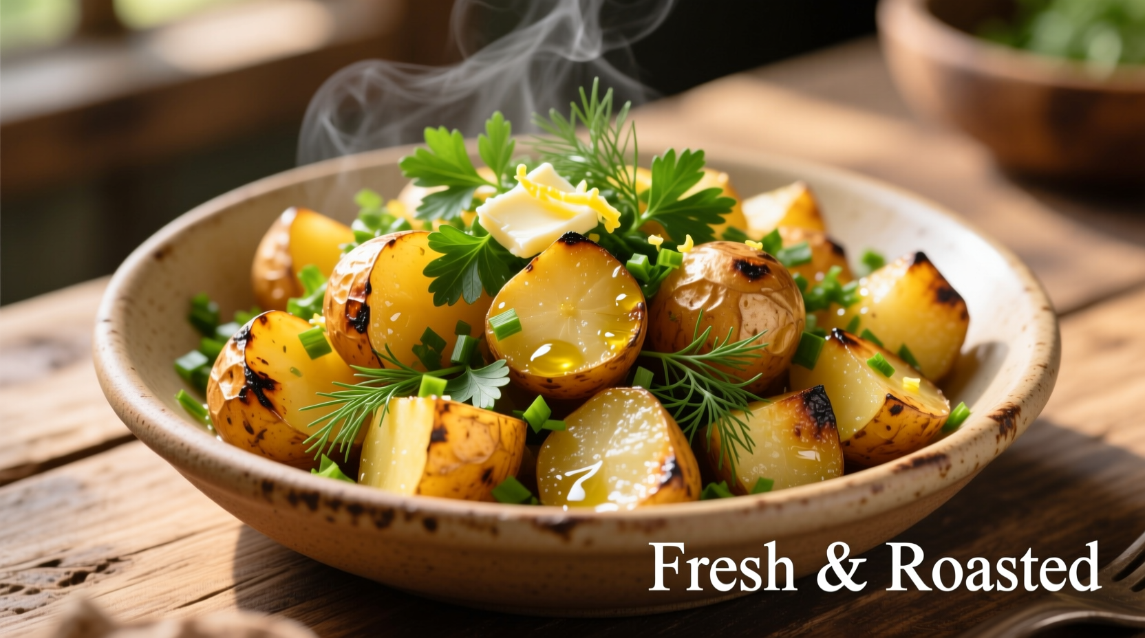 Golden roasted potato salad with fresh herbs