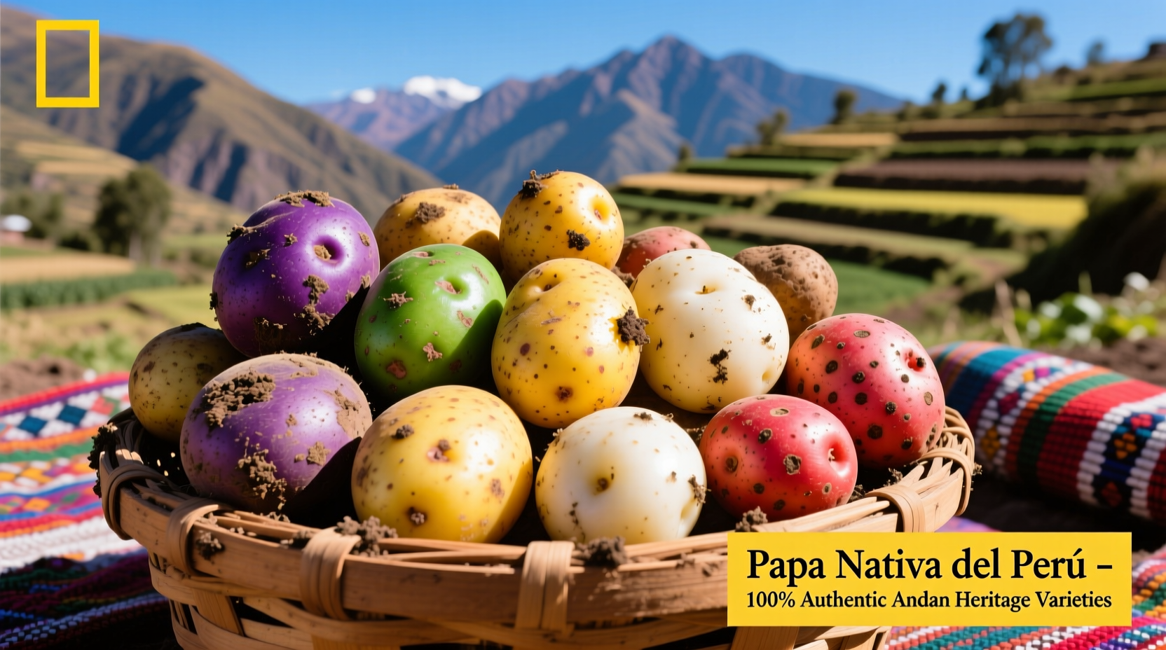Colorful assortment of native peruvian potato varieties