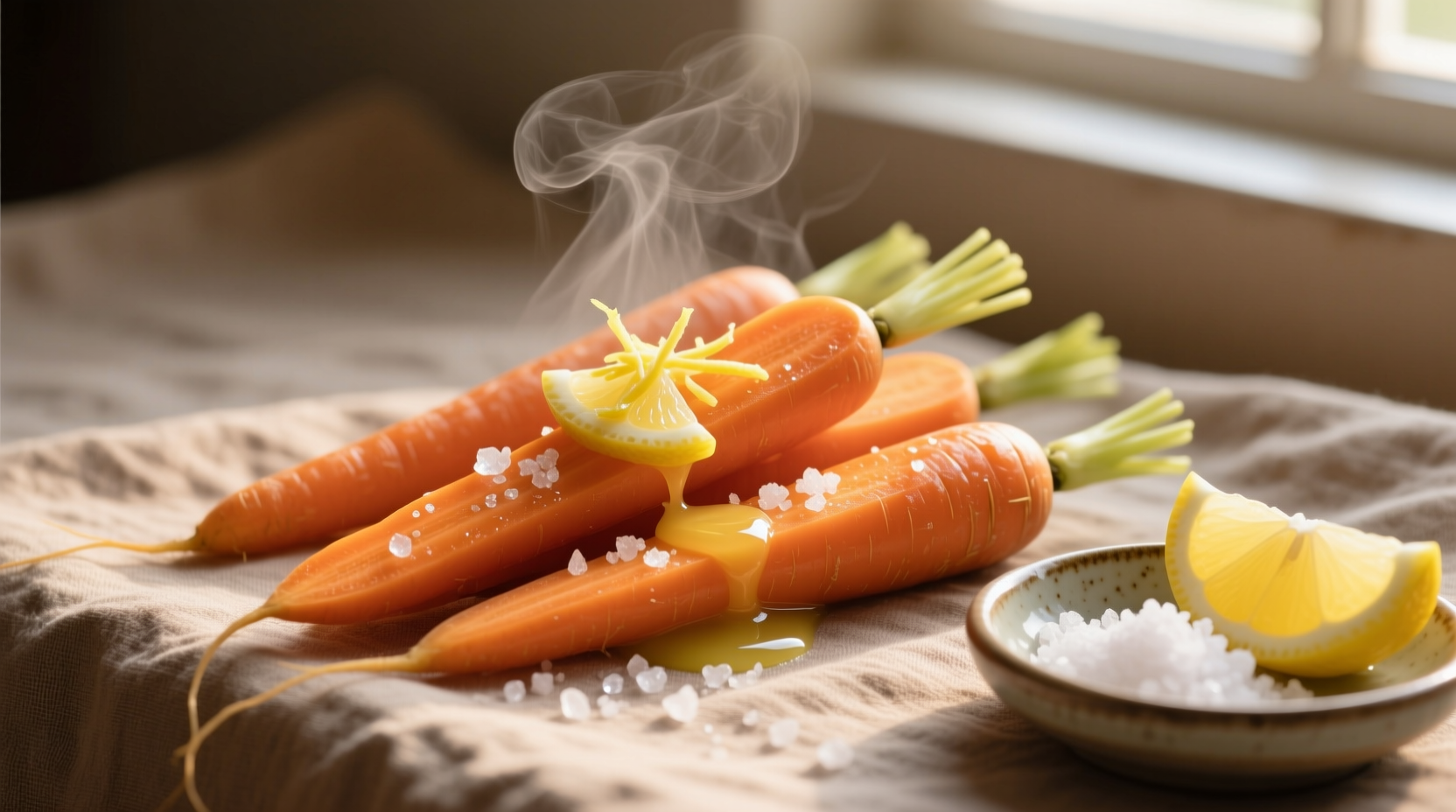 steamed carrots lemon and sea salt