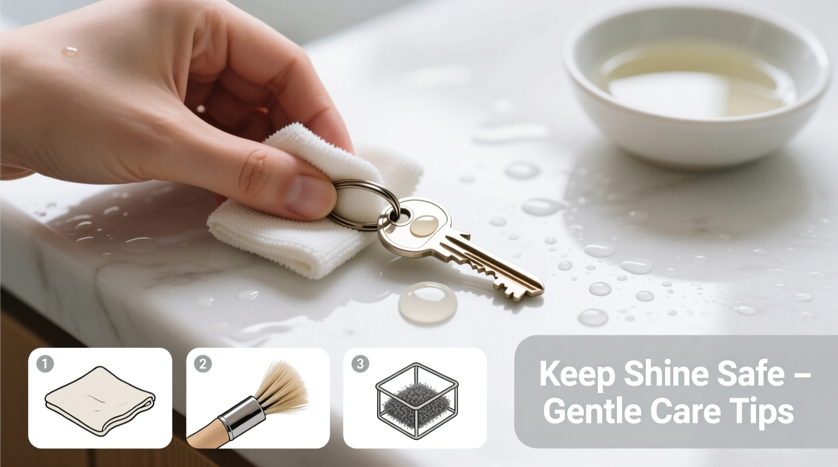 how to safely clean and maintain the shine of your keychain without causing damage