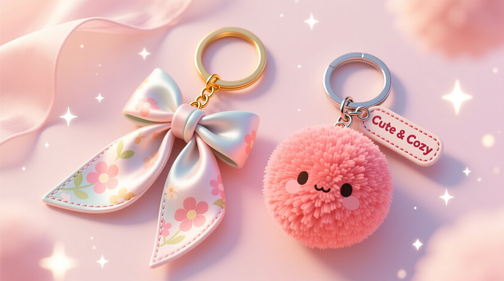 silk scarf keychain vs pom pom keychain which is cuter and lasts longer