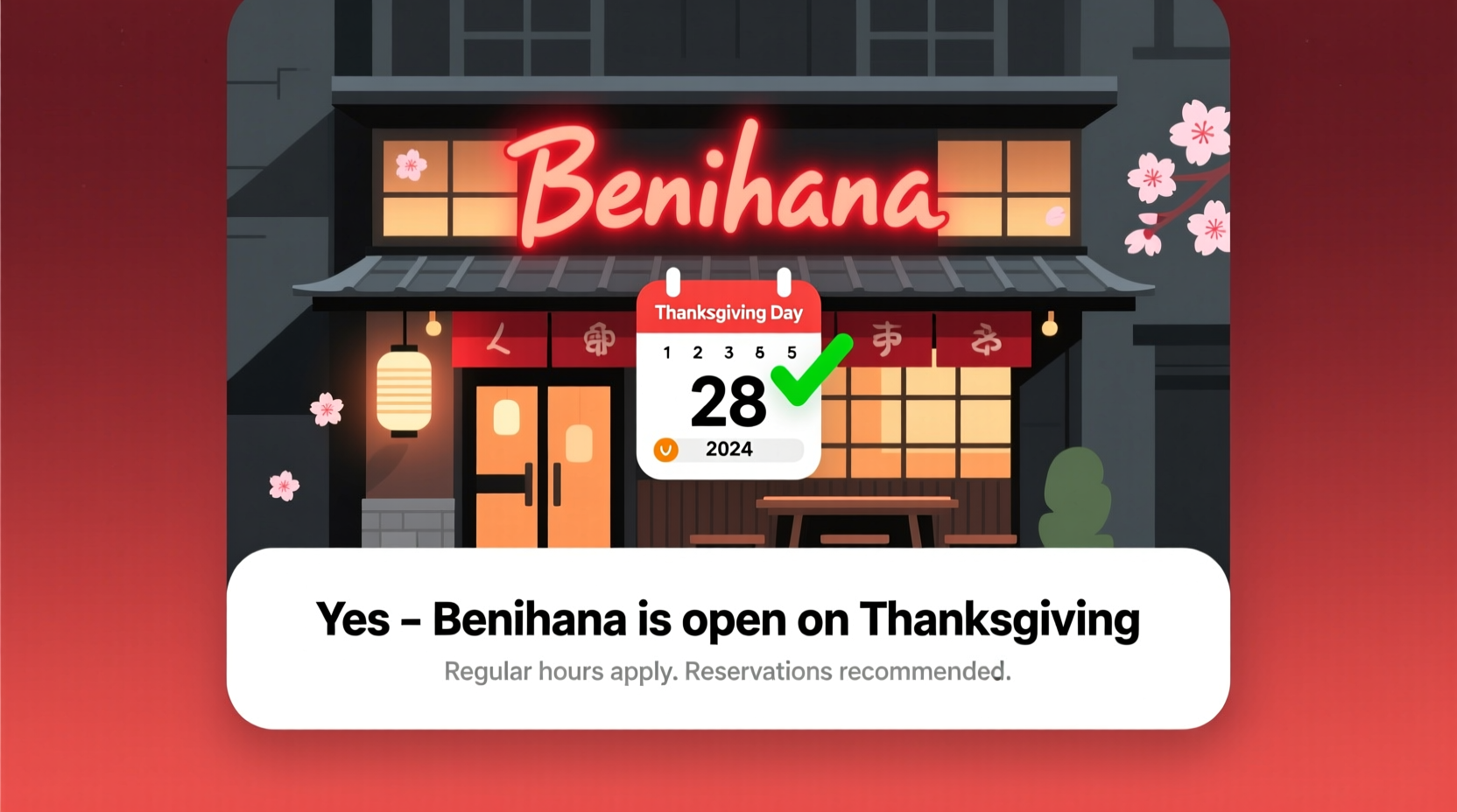 is benihana open on thanksgiving