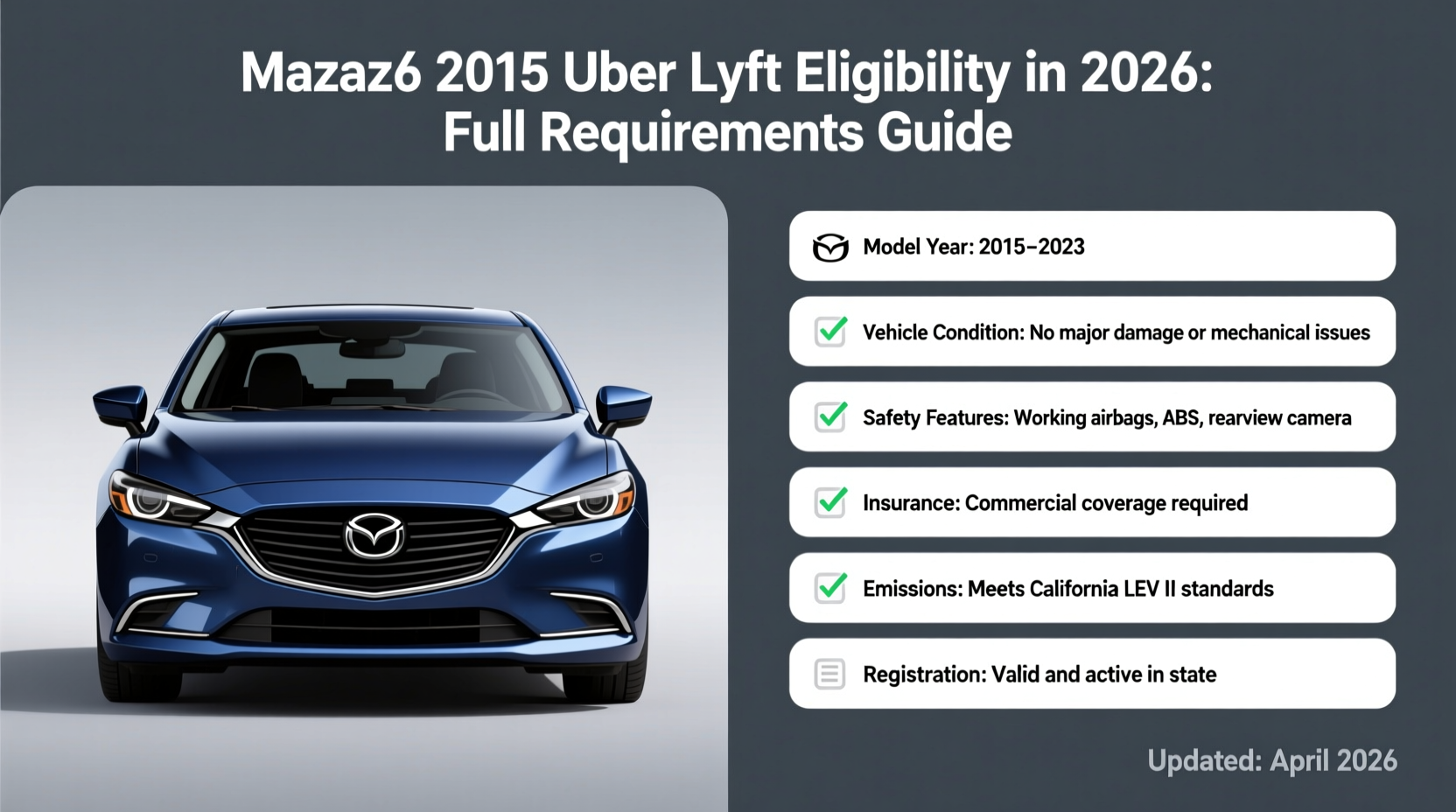 mazda6 2015 uber lyft 2026