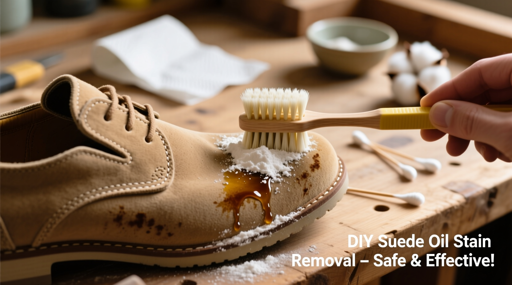 effective diy methods to remove oil stains from suede shoes without damaging them