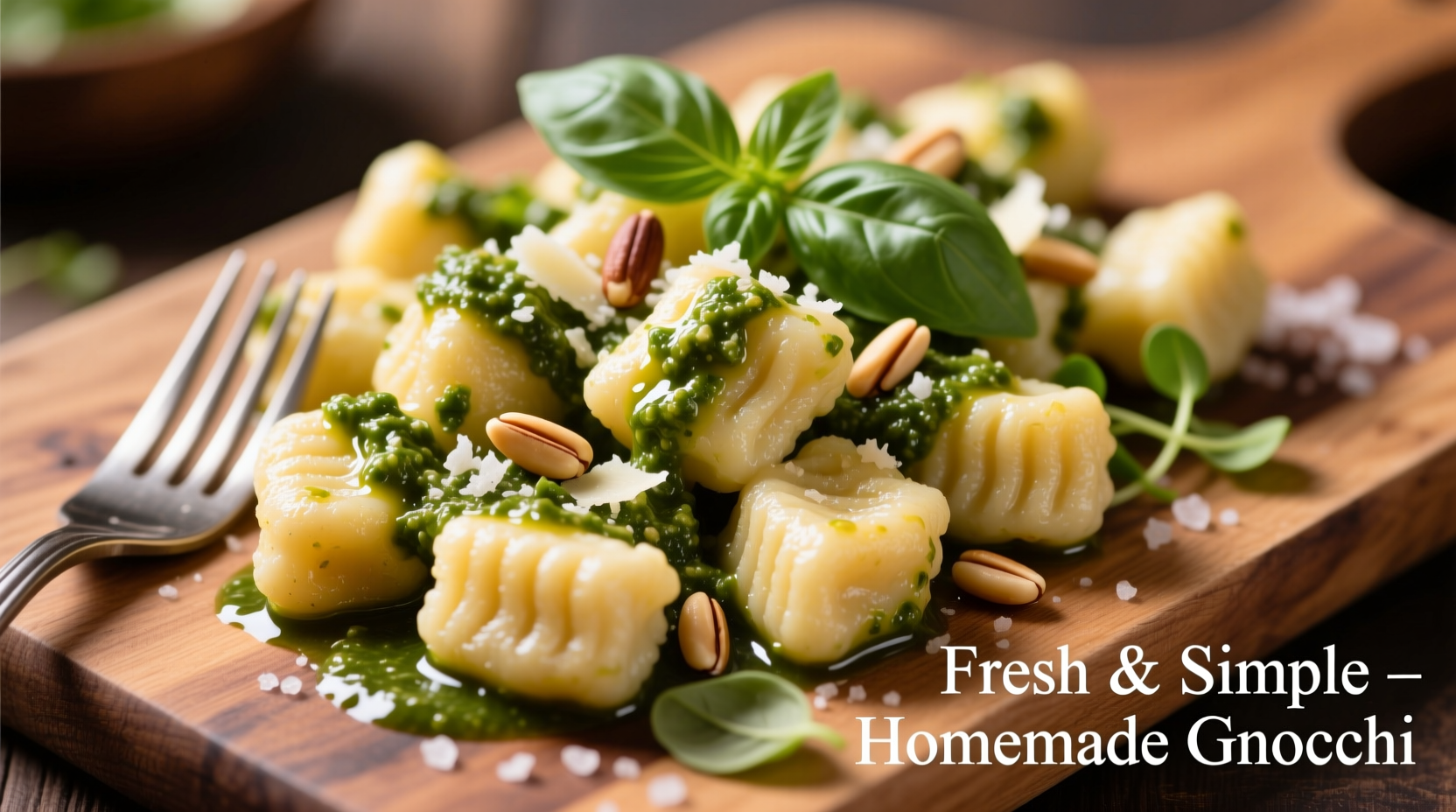 Homemade cauliflower gnocchi with pesto sauce