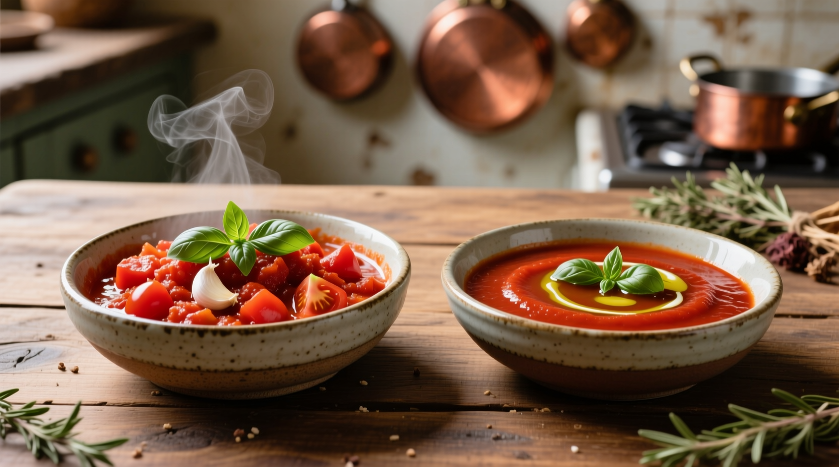 Marinara and tomato sauce side by side comparison