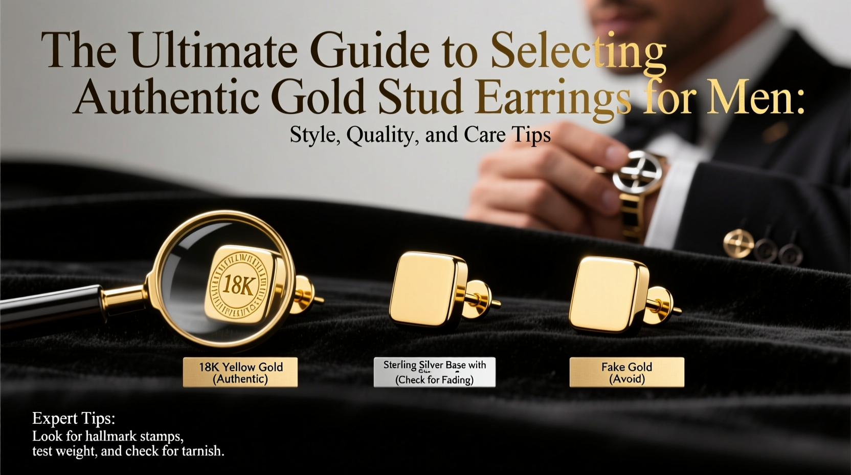 a complete guide to selecting authentic gold stud earrings for men style quality and care tips