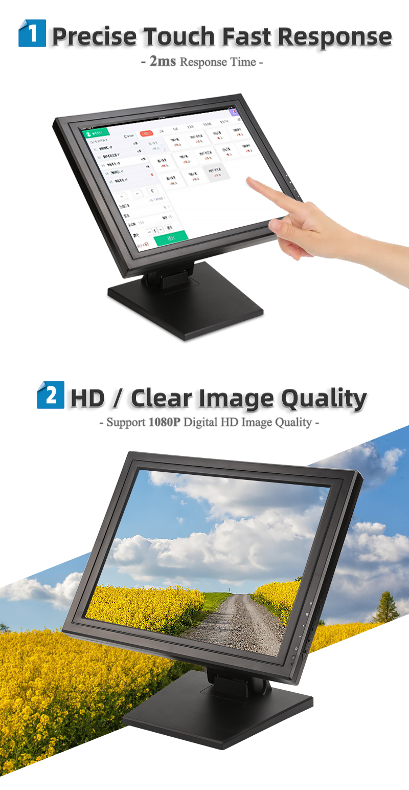 15 Inch 4 wire 5 wire Resistive Touch LCD POS Touch Screen Monitor