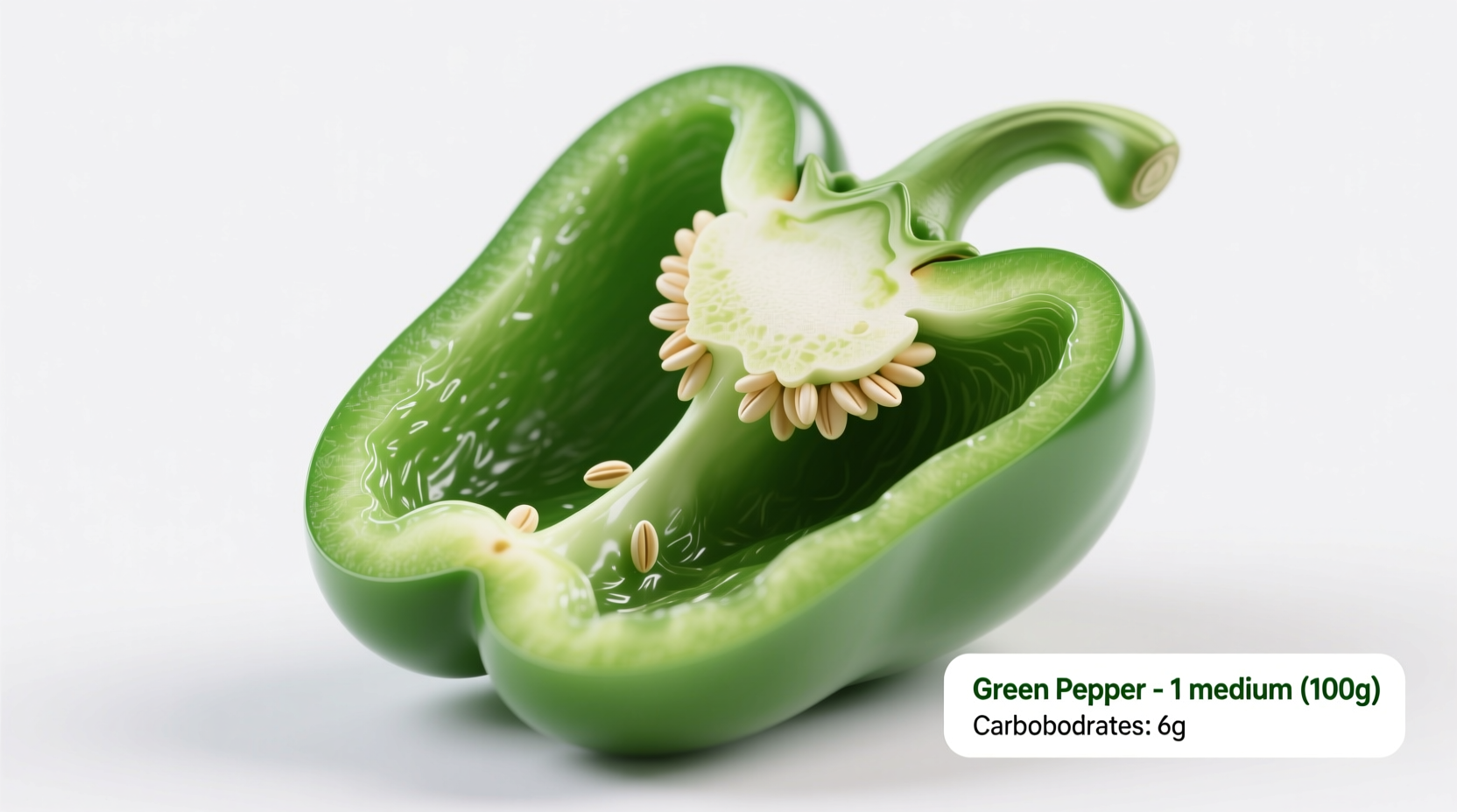 Green Pepper Carbs: 7.18g Total Carbs in Medium Pepper