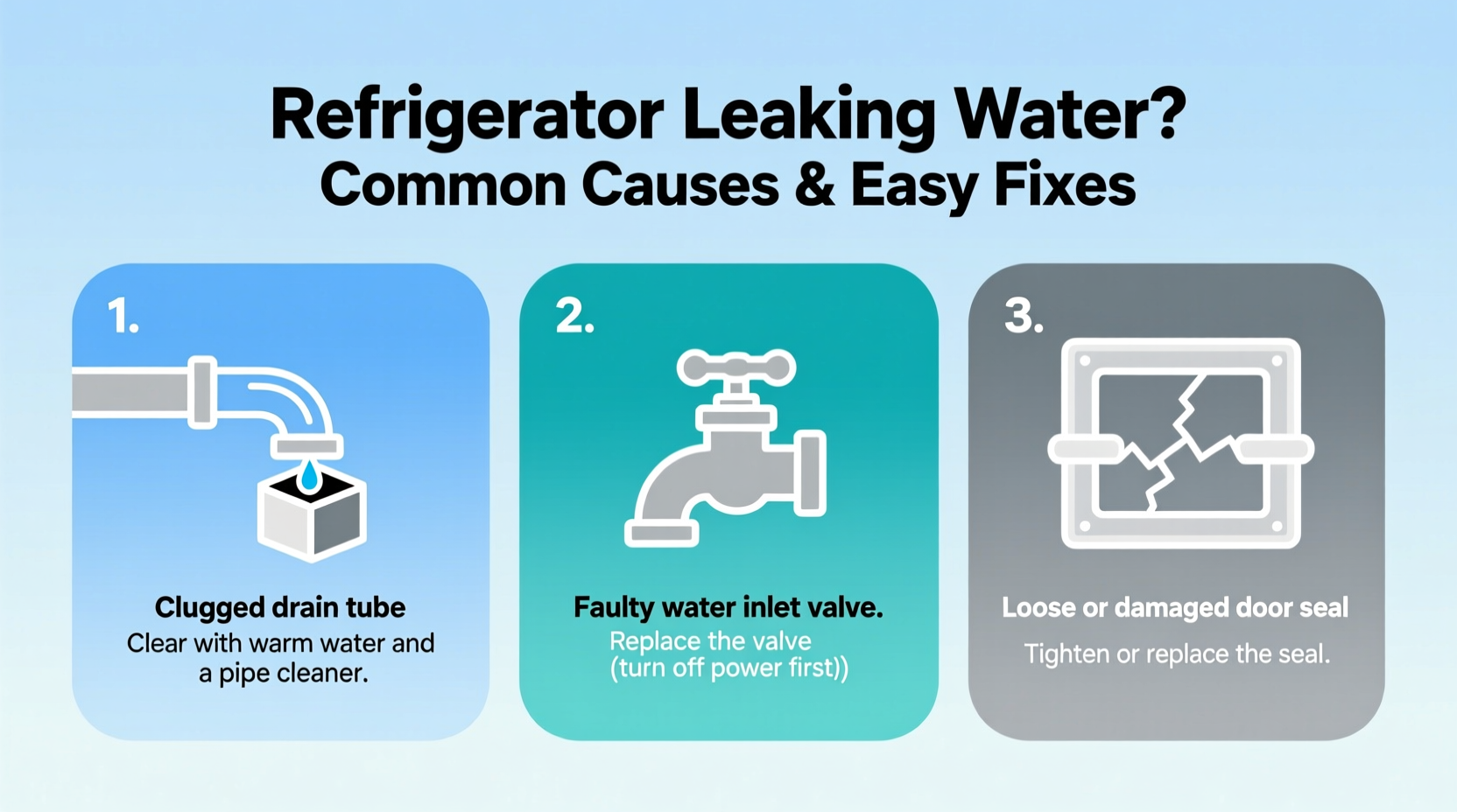 refrigerator leaking water common causes easy fixes 3