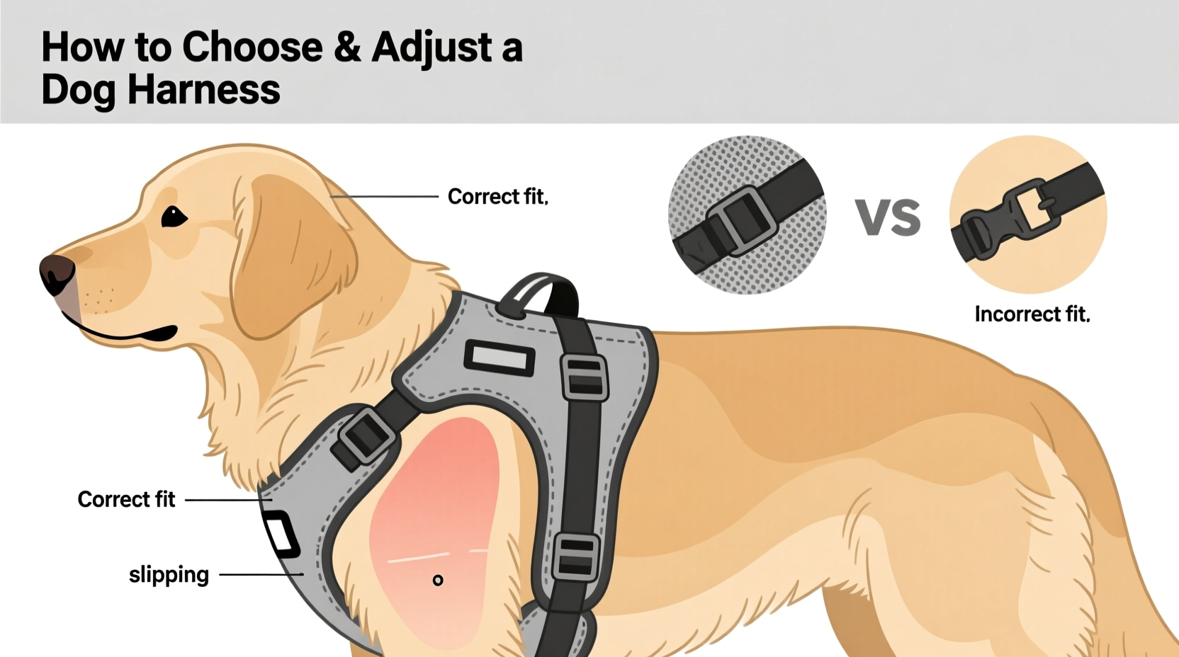 how to choose and adjust a vest style dog harness to prevent chafing comfortably