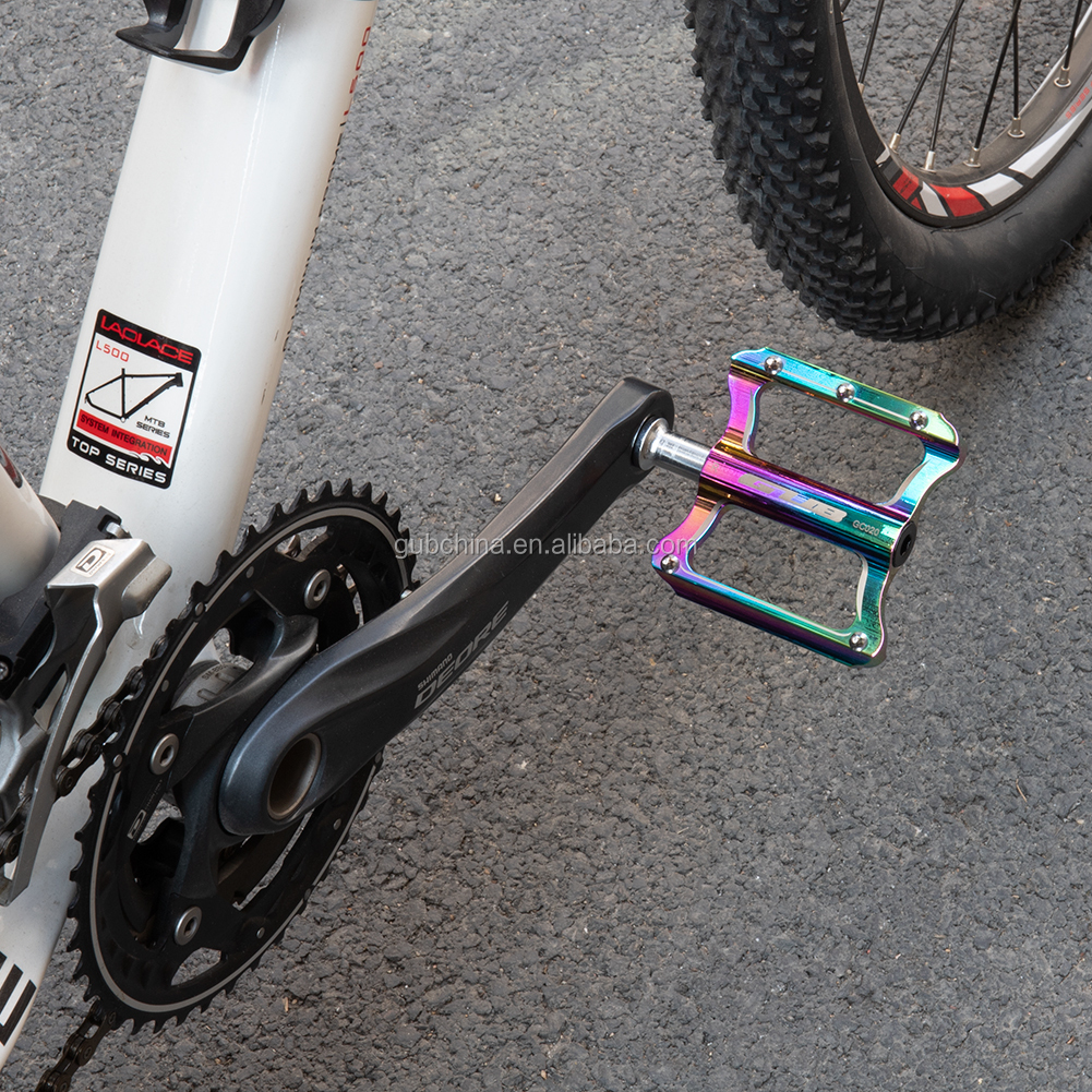 GUB GC-020 Colorful MTB Ultralight Bike Bicycle Pedals Mountain Road Bike Pedal Cycling Aluminum Alloy Rainbow Pedal