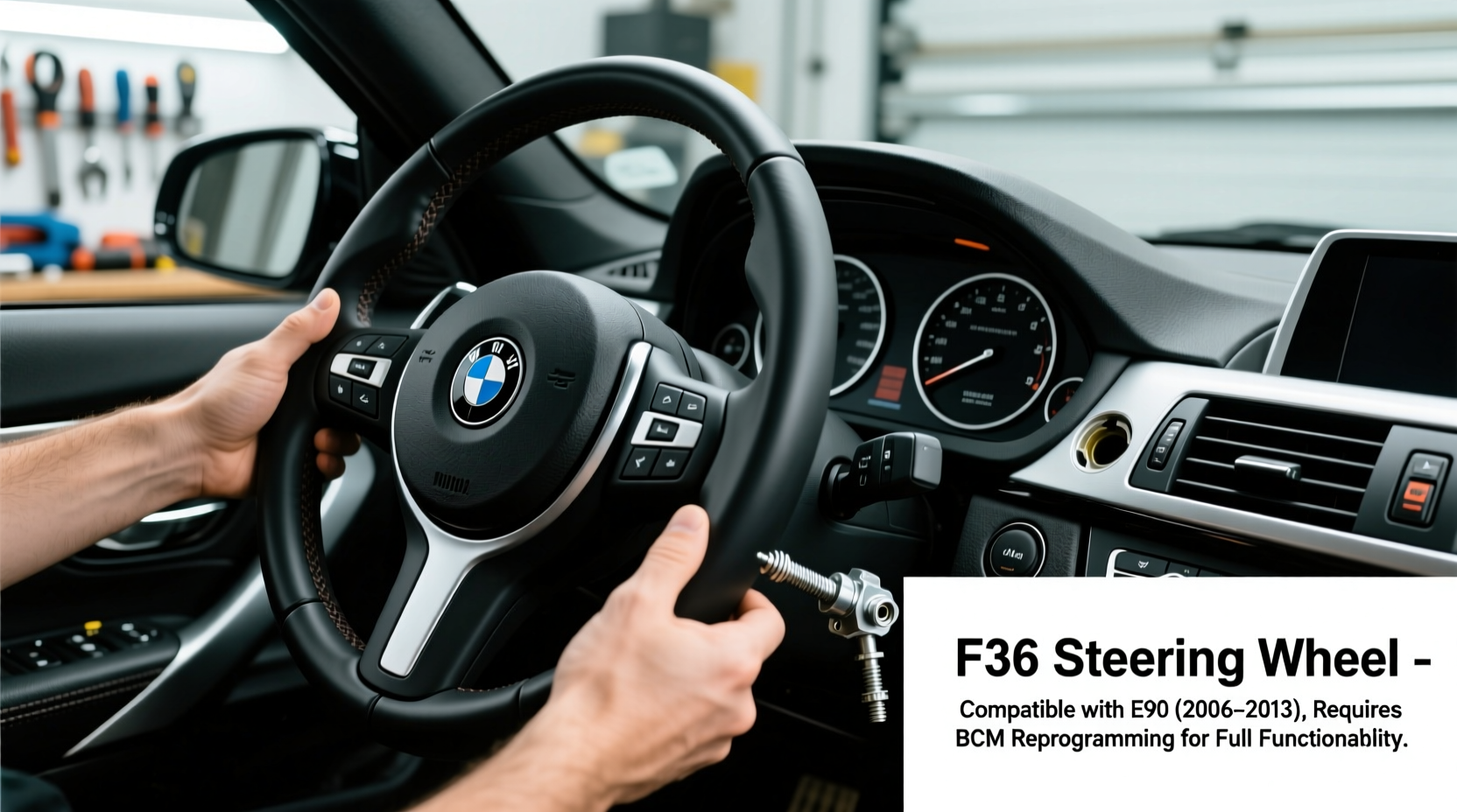 f36 steering wheel install e90
