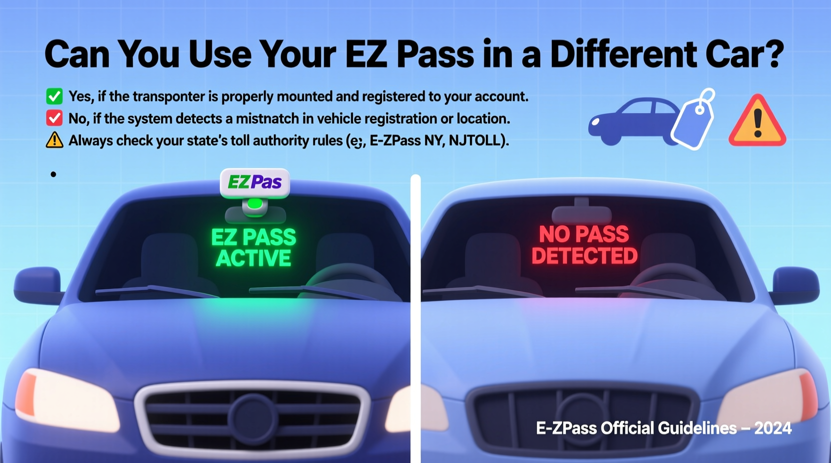 can you use your ez pass in a different car