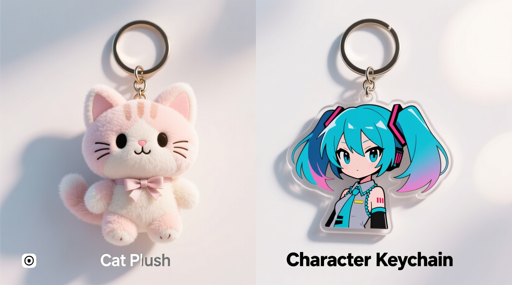 cat plush keychain vs character keychain which is better for expressing your style