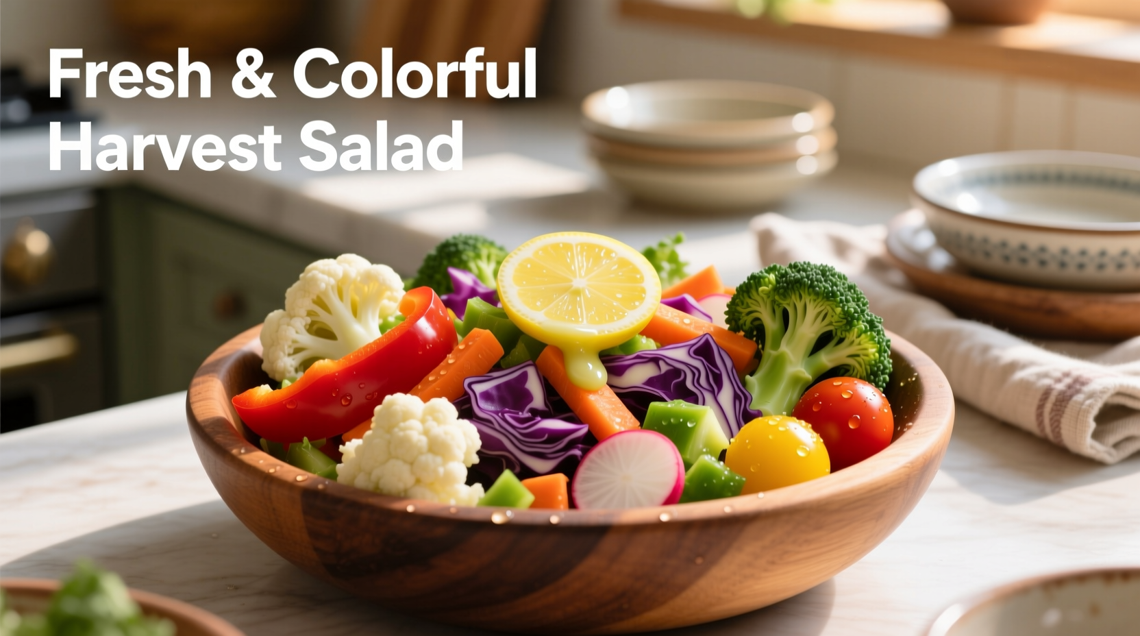 Cauliflower broccoli salad with colorful vegetables