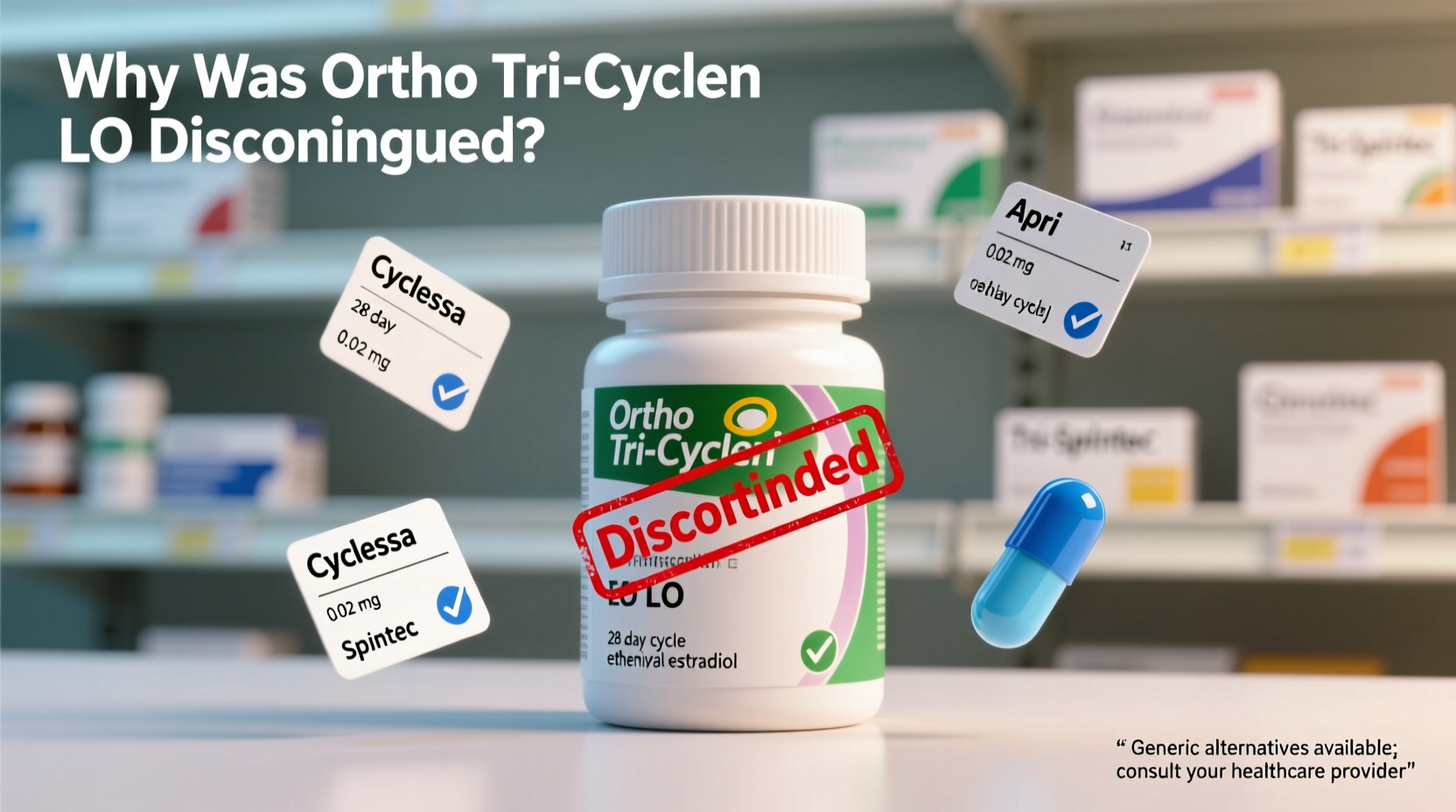 why was ortho tri cyclen lo discontinued generic options