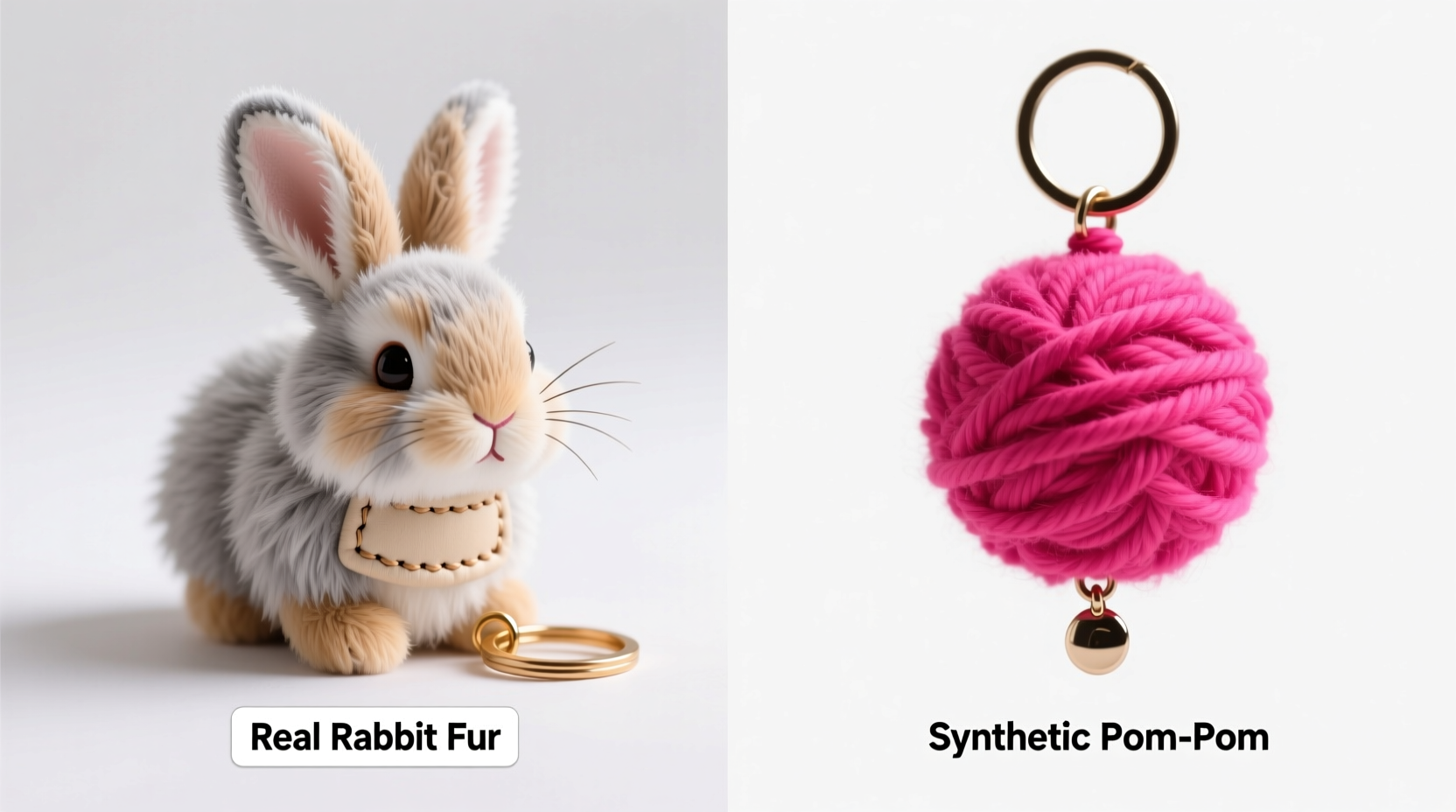 rabbit fur ball vs pom pom keychain are real rabbit fur keychains still popular or is everyone using pom poms now