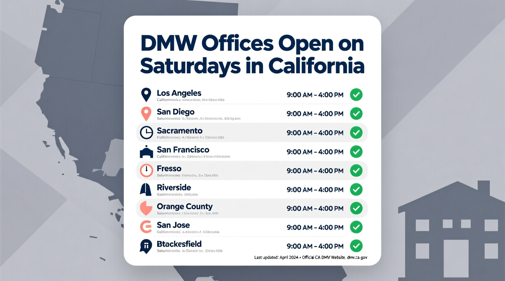 which dmv office is open on saturdays in california