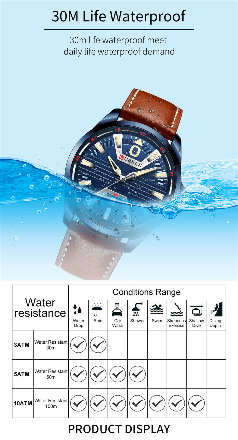 Nouvelle marque de mode CURREN montre à Quartz hommes bracelet en cuir hommes affaires montre-bracelet Auto Date mâle horloge Relogio Masculino