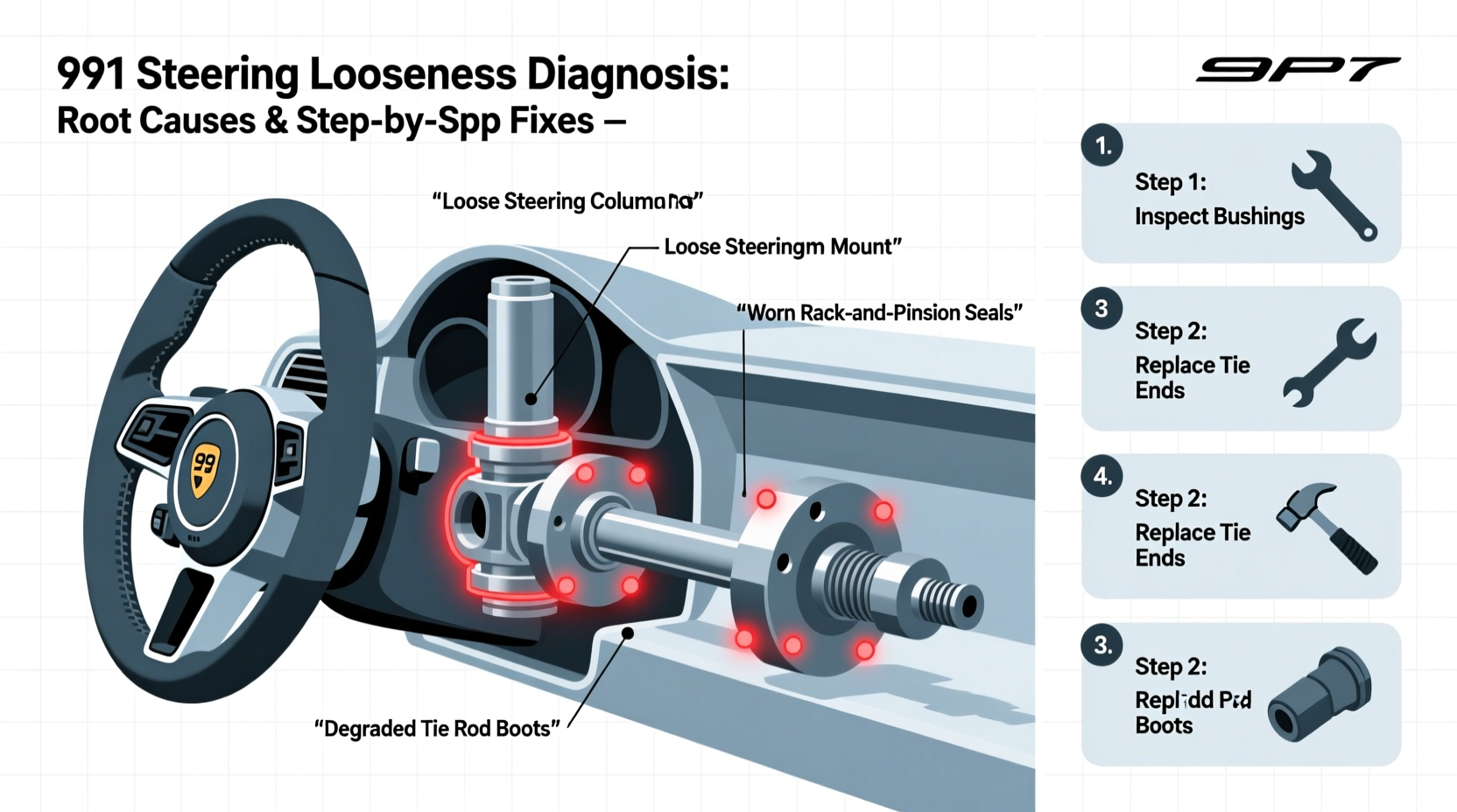 991 steering looseness diagnosis