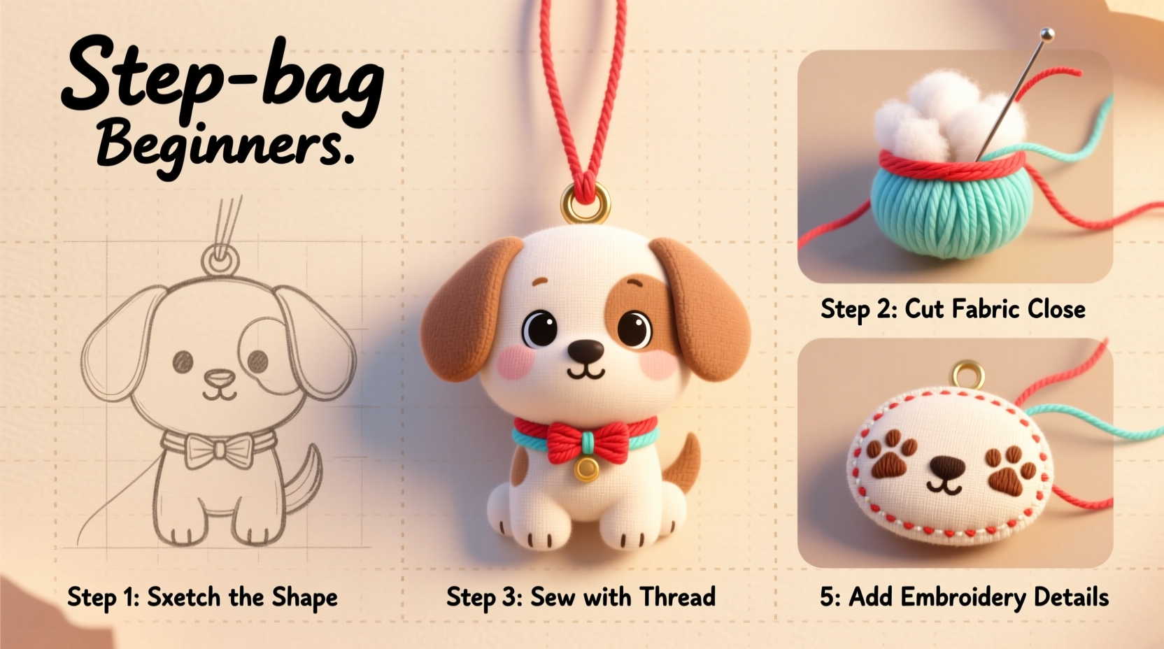 crafting a cute puppy bag pendant step by step guide for beginners