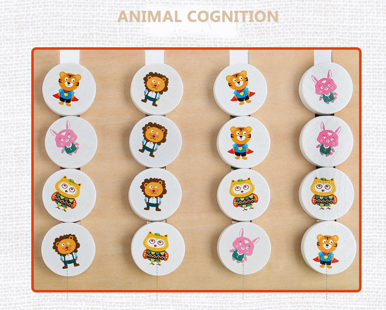 Wooden Puzzle Game Toys & Color Cognition Enlightenment Toys New Designed Developing Kids Animal Style Four Color Color Box