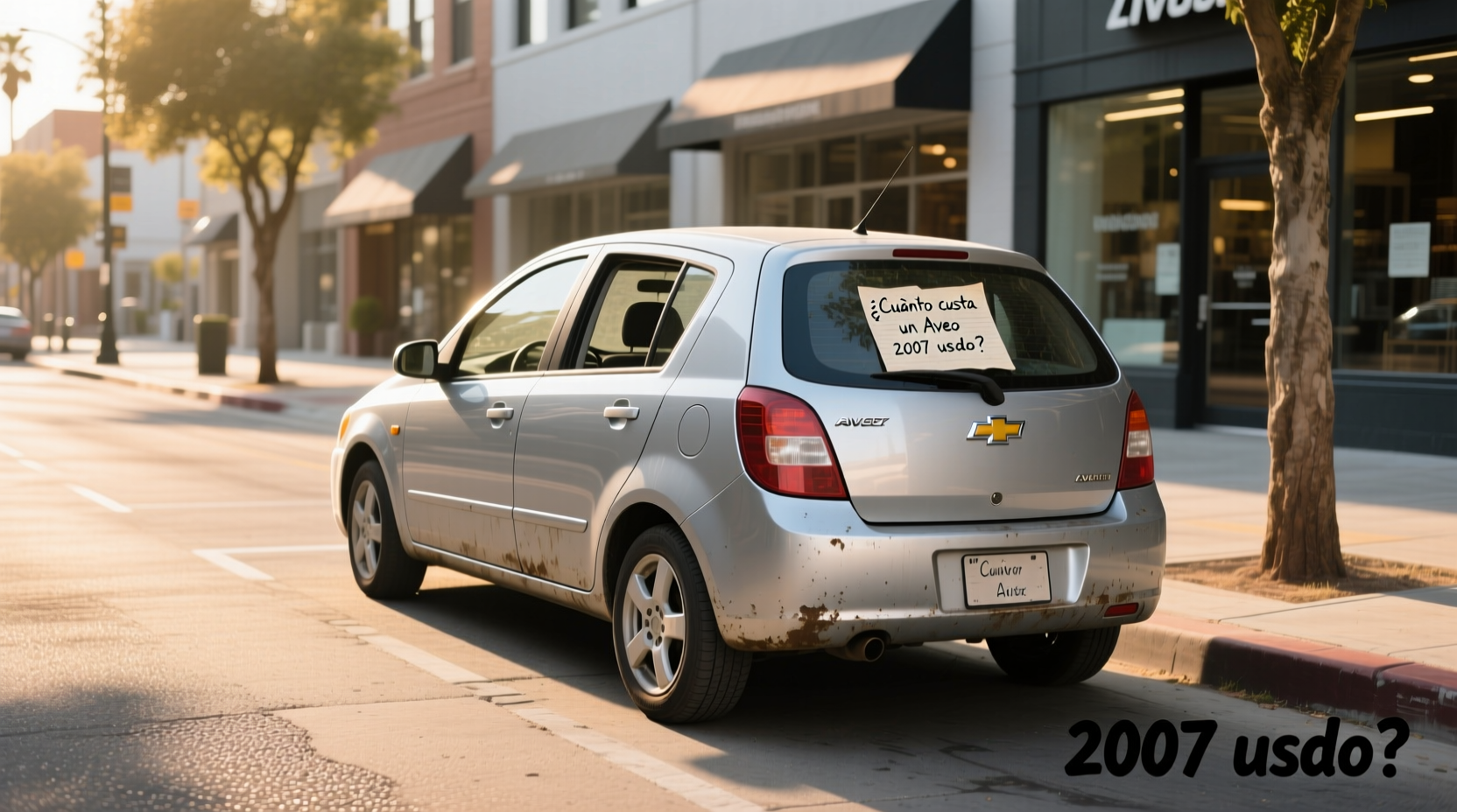 2007 Chevrolet Aveo hatchback parked on urban street