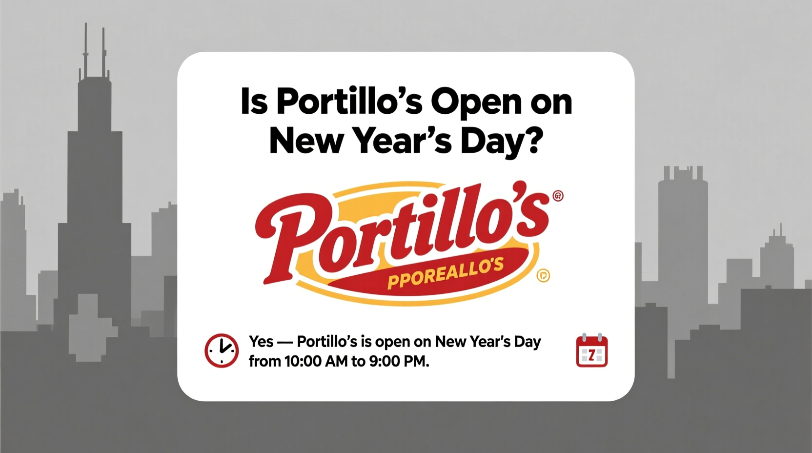 is portillos open on new years day