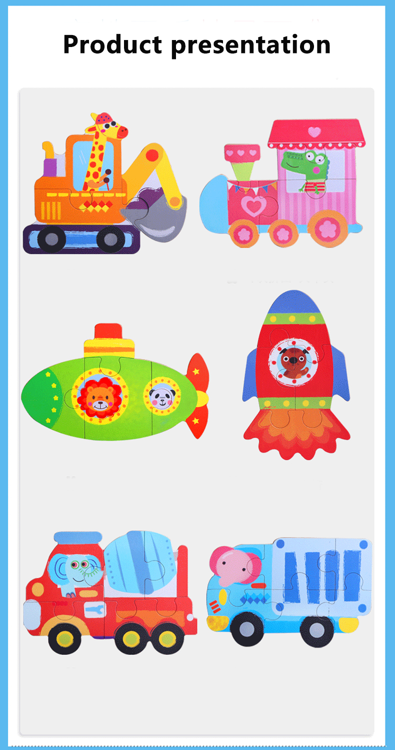 Wholesale Montessori Colorful Wooden Animal Jigsaw Puzzles Set Toys Hot Sale Toddler Early Learning Boys Girls Toys