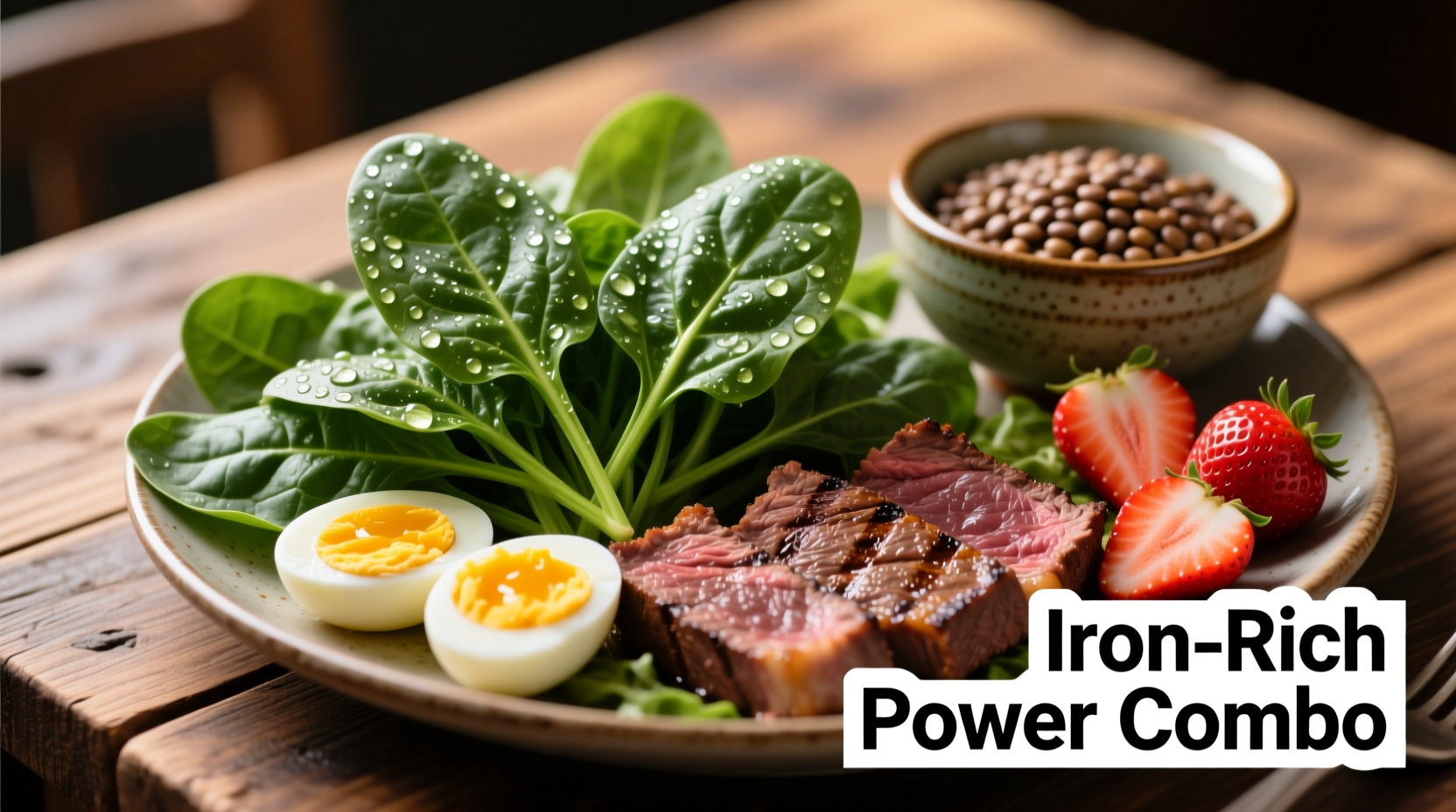 Spinach leaves with iron-rich food pairings