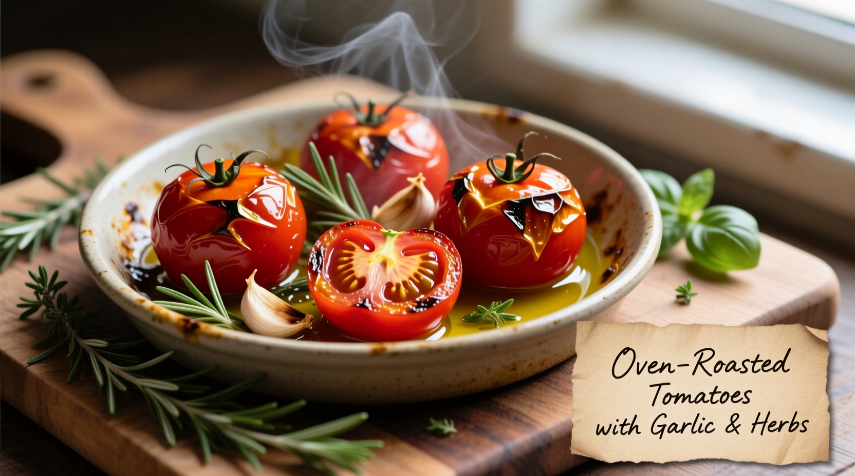 Oven-roasted tomatoes with garlic and herbs