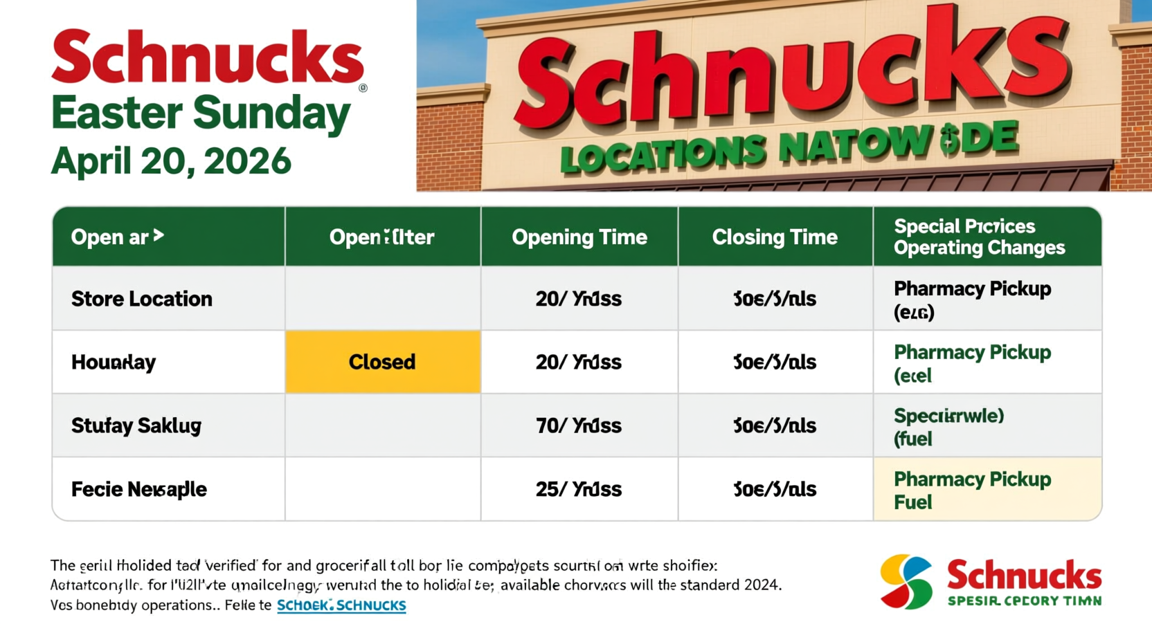 is schnucks open easter