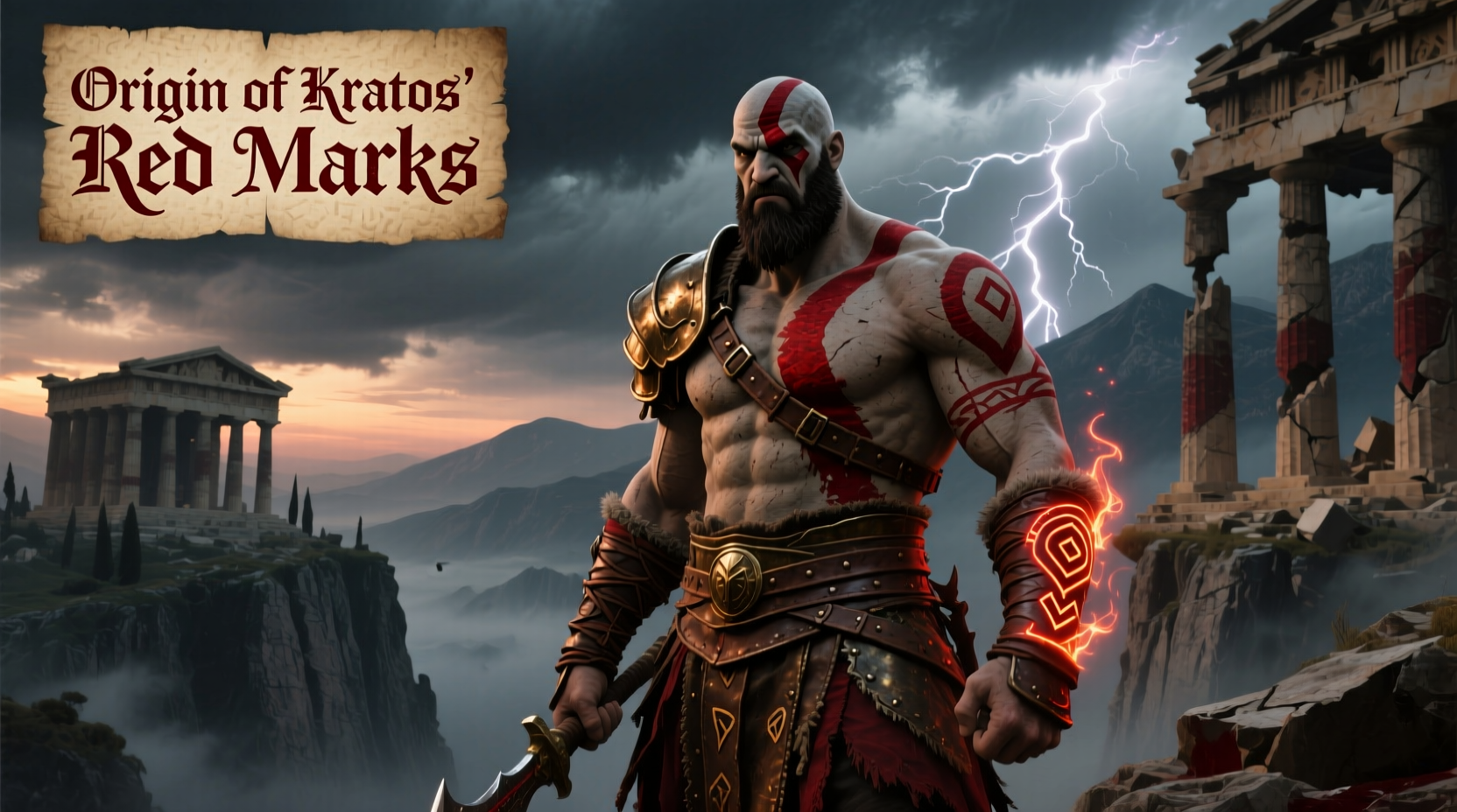 why does kratos have red marks origin meaning explained