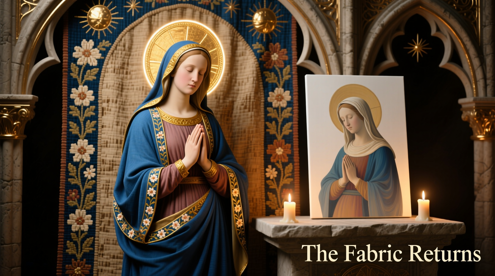 virgin mary tapestry vs canvas is the fabric version making a comeback