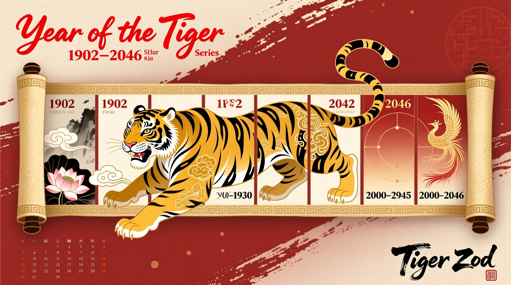 Years of the Chinese New Year Tiger: 1902–2046