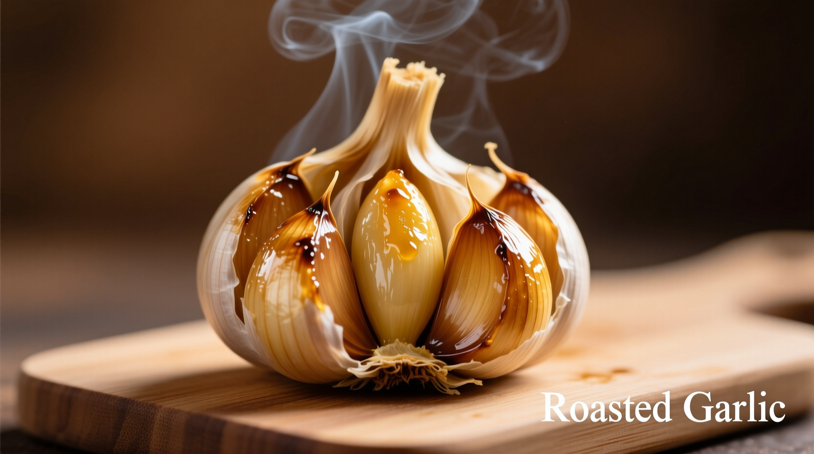 Perfectly roasted garlic head with golden cloves