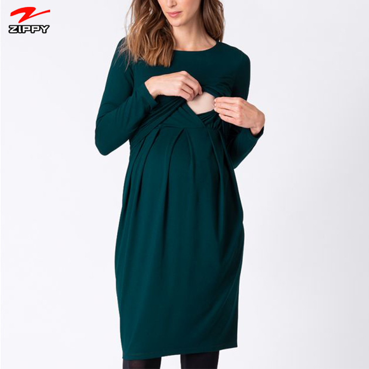 The Design of Solid Color Long-sleeved Maternity Dress During Pregnancy and Lactation Is Unique Pregnant Women Clothes The Design of Solid Color Long-sleeved Maternity Dress During Pregnancy and Lactation Is Unique Pregnant Women Clothes