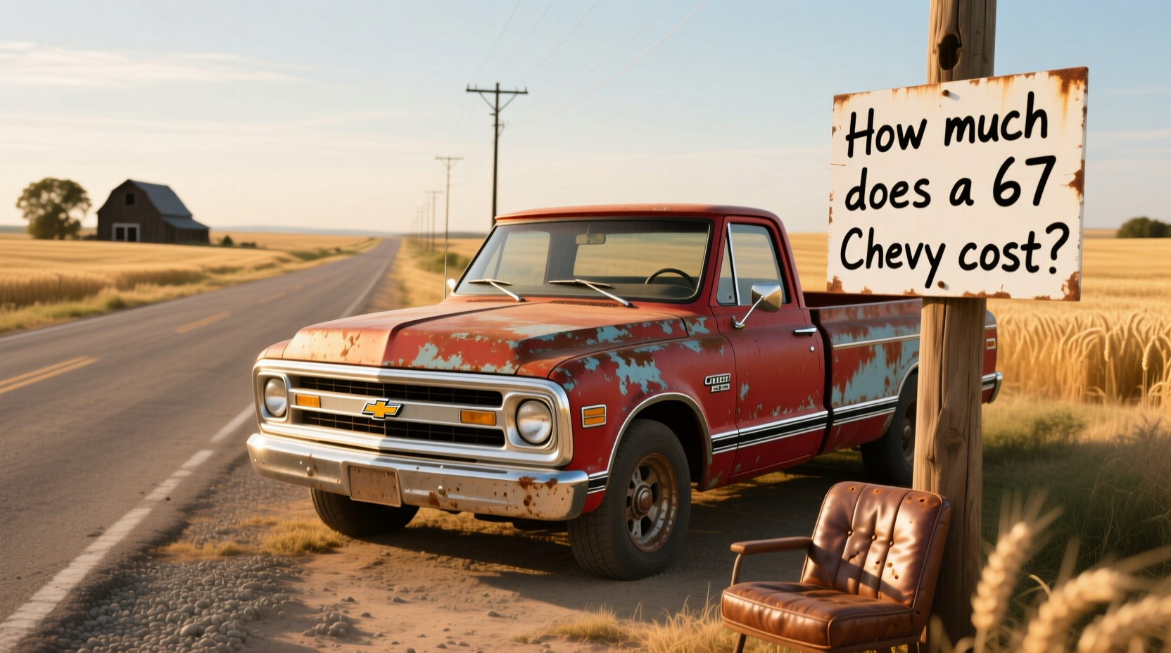 Close-up view of a restored 1967 Chevy pickup truck grille and headlights