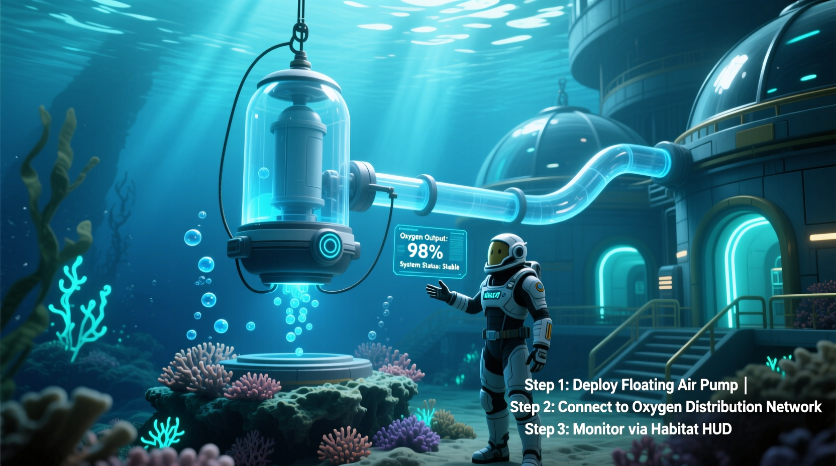 mastering the floating air pump in subnautica a step by step guide to efficient underwater base oxygen supply