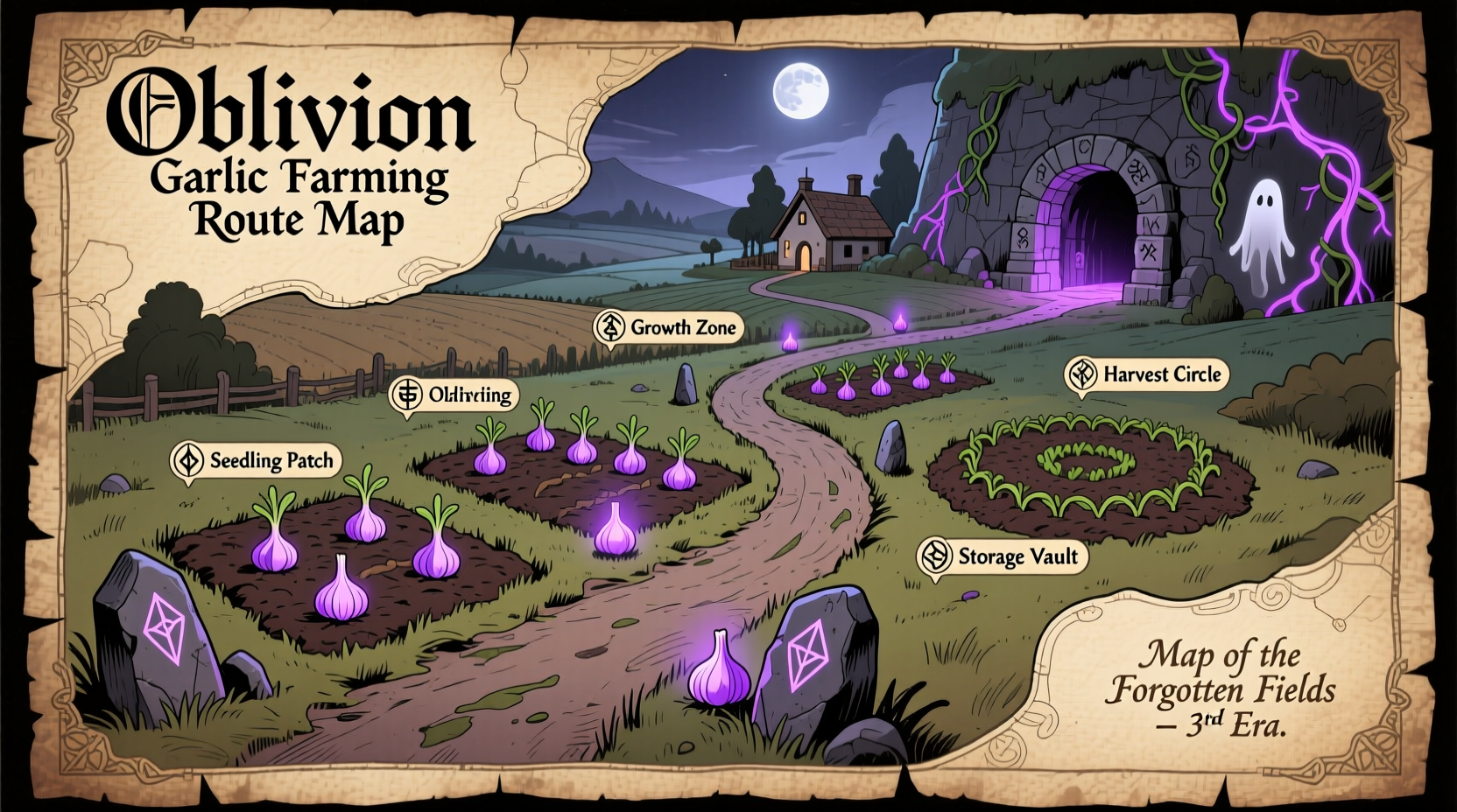 Oblivion garlic farming route map