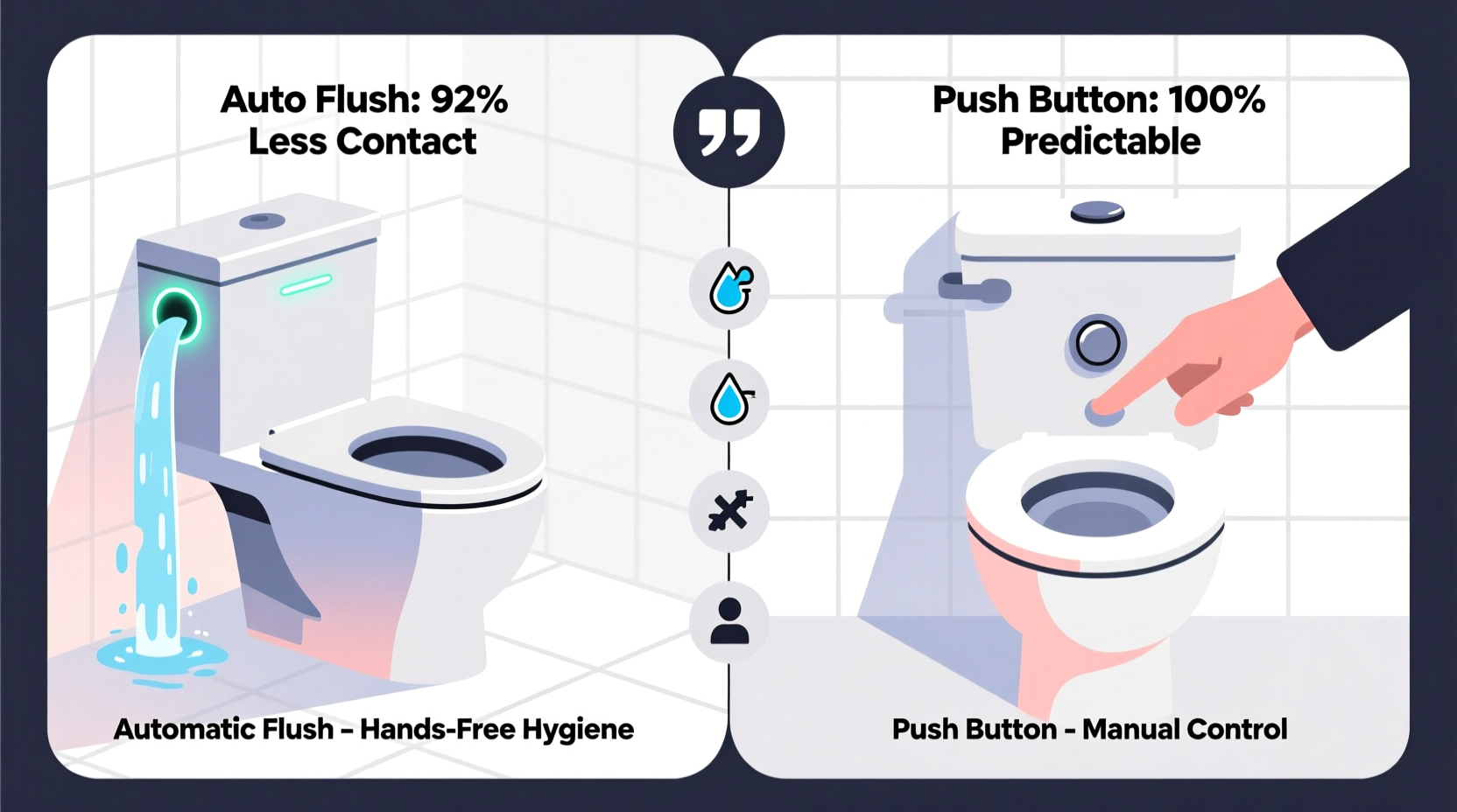 automatic toilet vs push button are auto flush toilets worth the hype