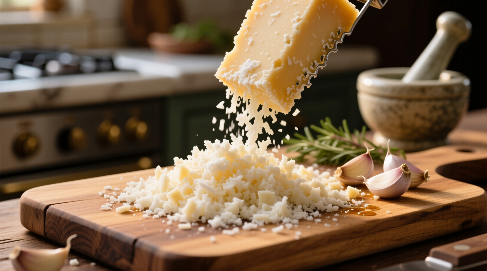 Freshly grated Parmesan and minced garlic